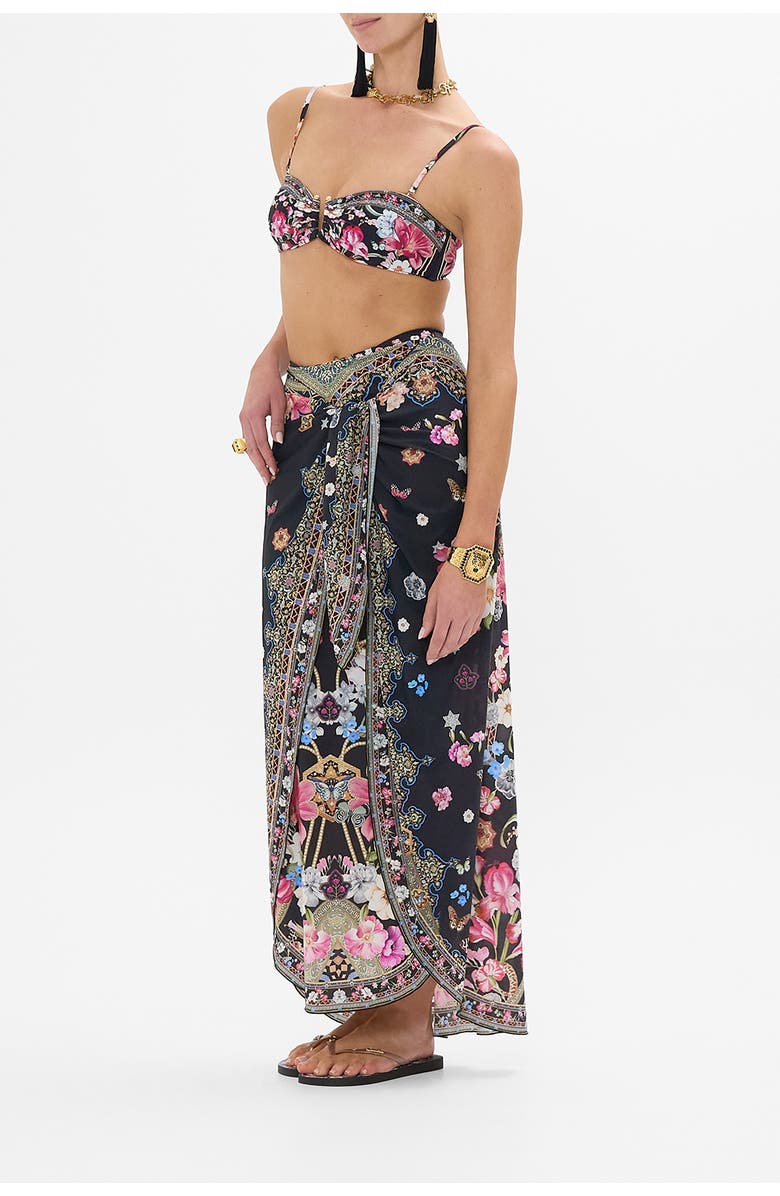 Camilla Layered Long Sarong With Front Tie Midnight In Monserrate, Alternate, color, Midnight In Monserrate