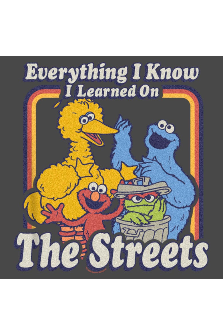 Women's Sesame Street Everything I Know I Learned on the Streets  Graphic T-Shirt, Alternate, color, Charcoal