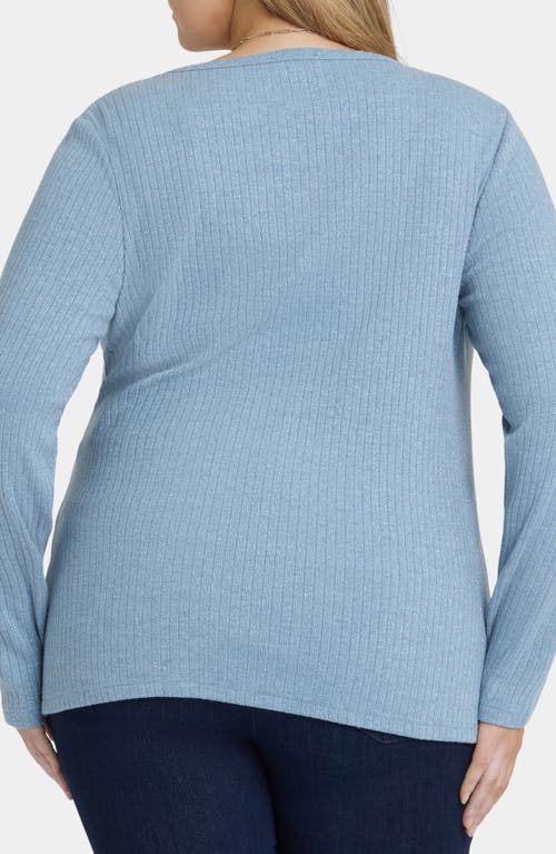 Nydj Metallic Rib Top In Blue