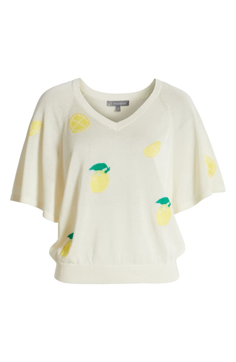 Wit & Wisdom V-Neck Batwing Sweater, Alternate, color, Vanilla