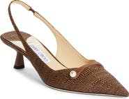 Jimmy Choo Amita Raffia Pointed Toe Slingback Pump