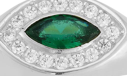 Sphera Milano Rhodium Plate Marquise Cut Cz Signet Ring In Metallic