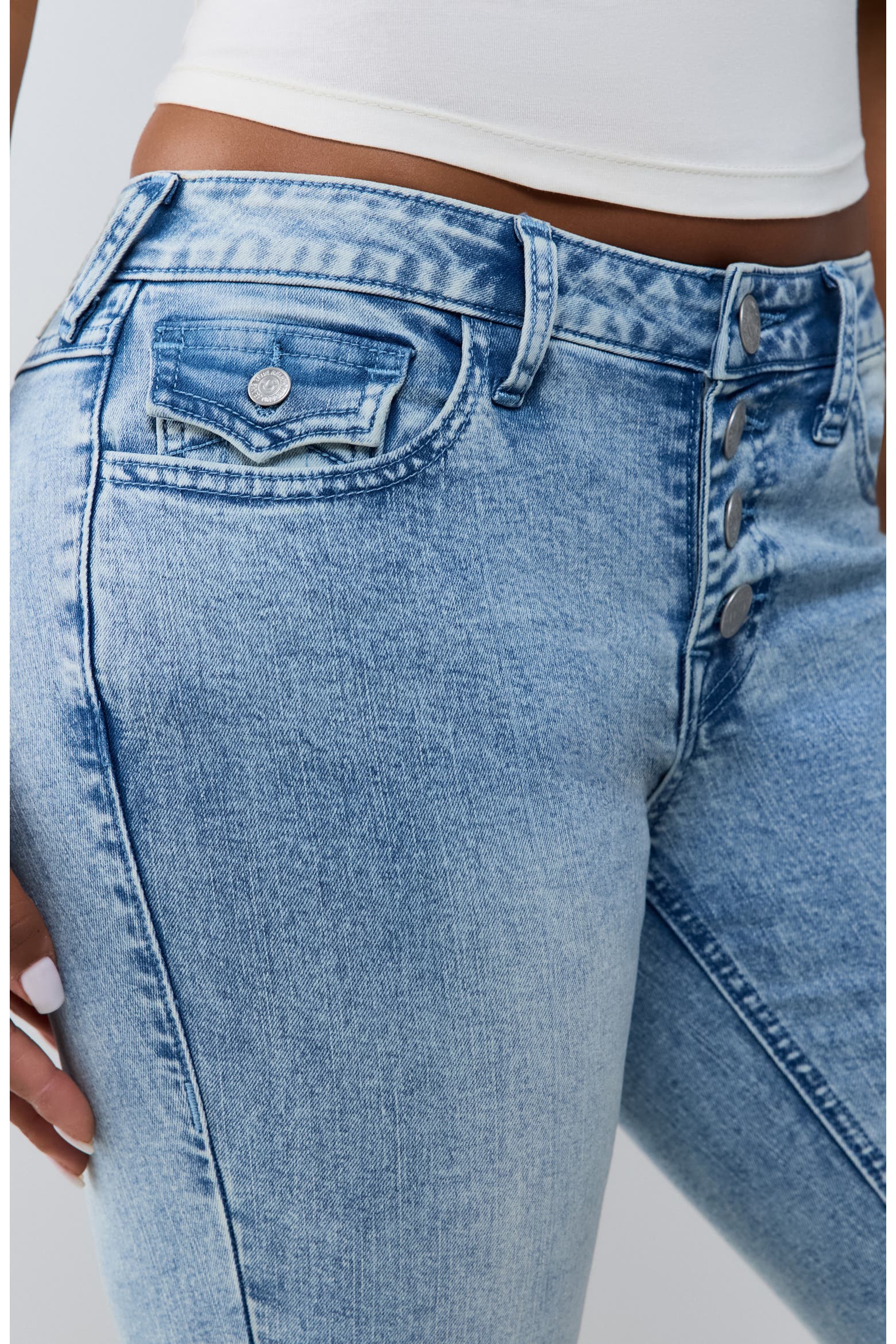 Joey Rack True Religion Joey Button Front Flap Flare Jeans (Women) | Nordstromrack