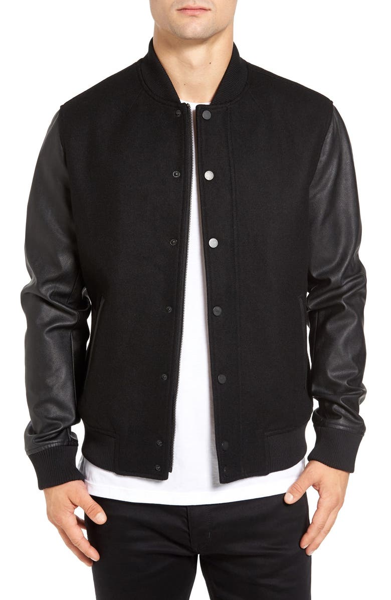 Topman Varsity Bomber Jacket, Main, color,