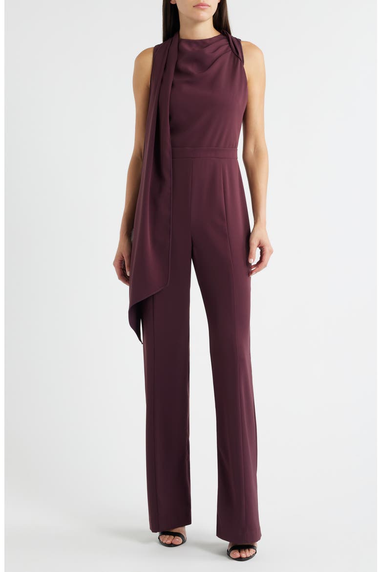 Enola Side Drape Sleeveless Jumpsuit, Main, color, OXBLOOD