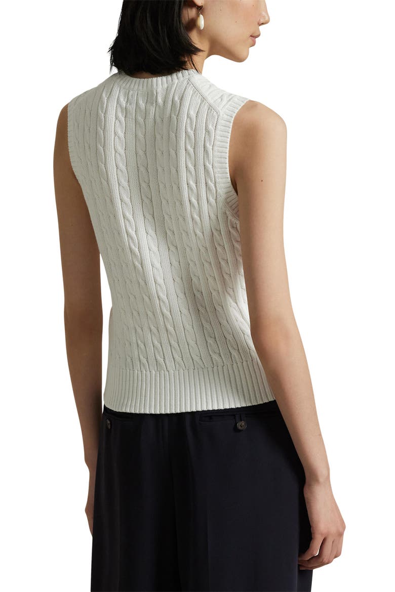 Cable Knit Cotton Sweater Vest, Alternate, color, WHITE