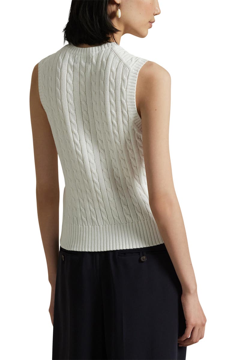 Polo Ralph Lauren Cable Knit Cotton Sweater Vest, Alternate, color, White