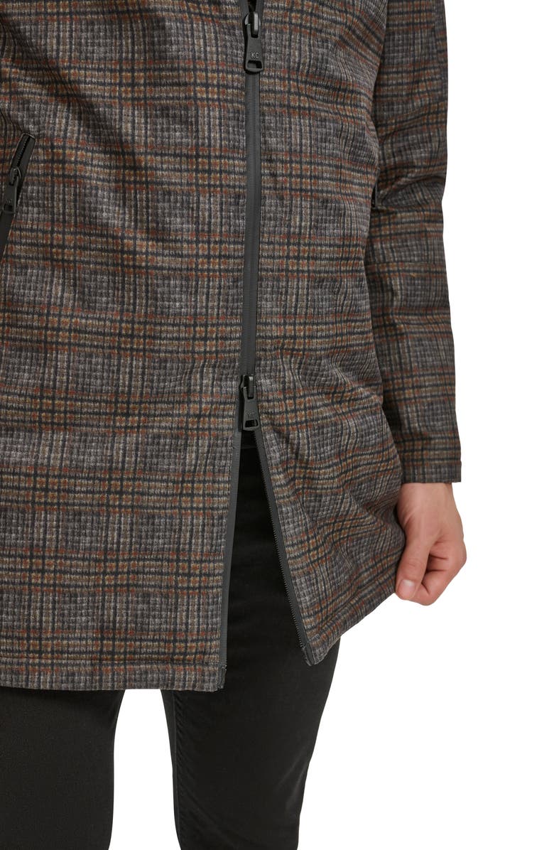 Kenneth Cole New York 925 Water Resistant Coat with Quilted Bib, Alternate, color, Grey Plaid