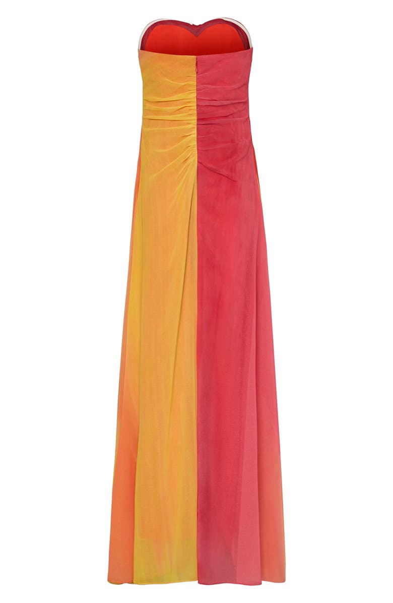 Milly Sunset Stripe Pleated Strapless Maxi Dress, Alternate, color,