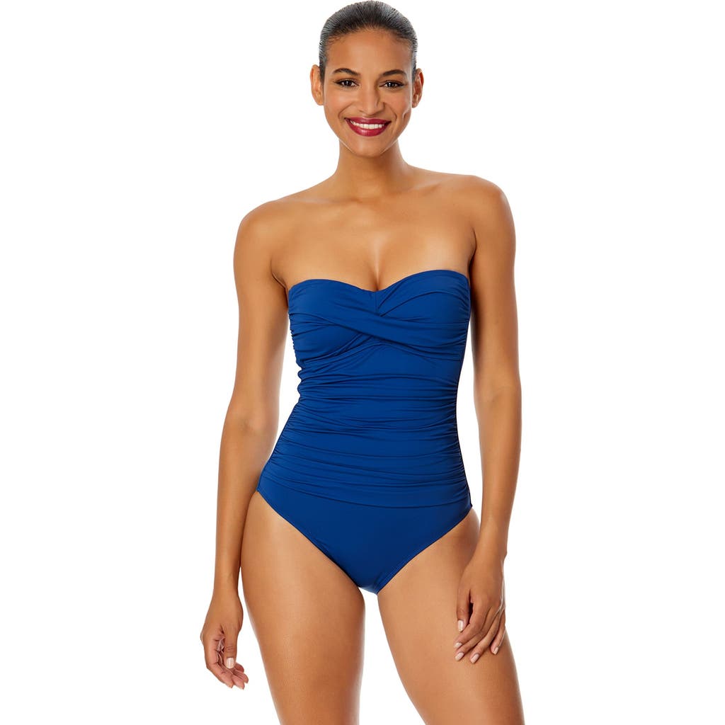 ANNE COLE TWIST FRONT SHIRRED ONE PIECE SWIMSUIT
