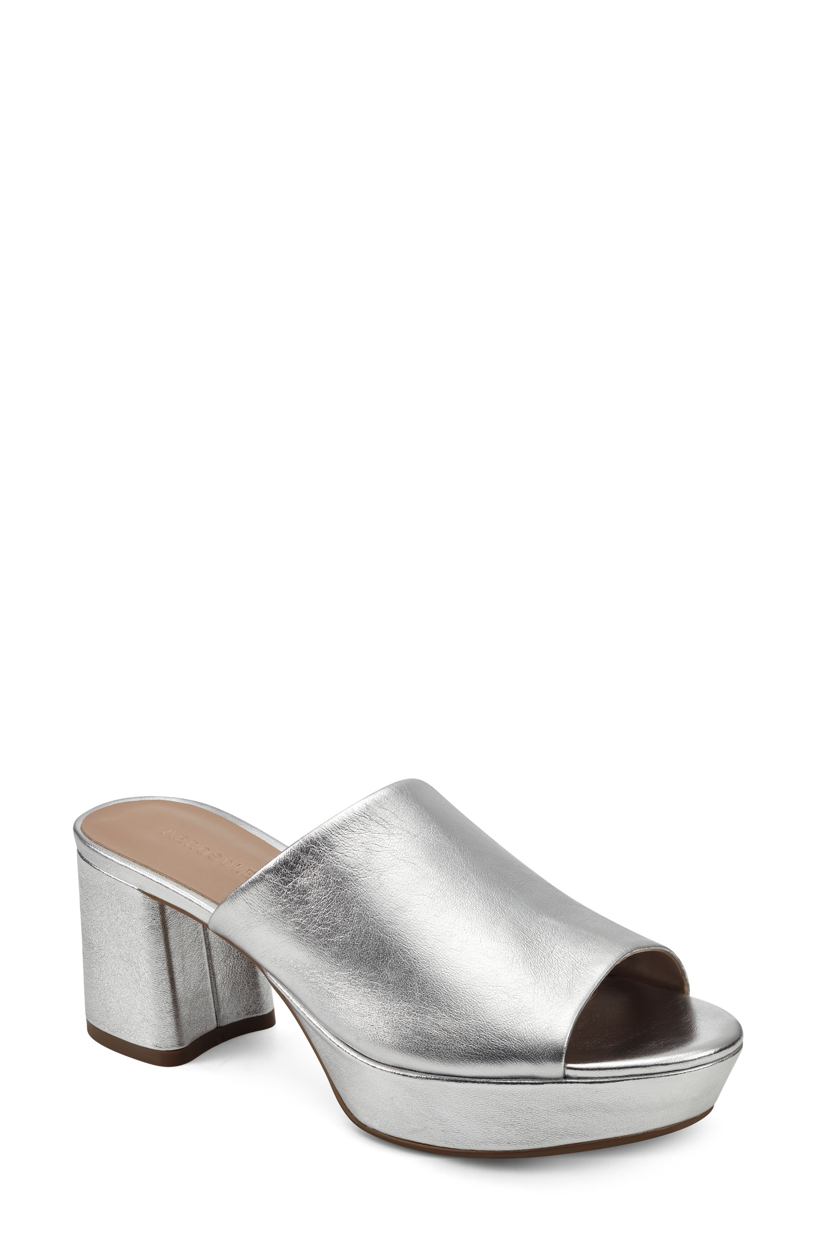Cassy Slide Sandal, Main, color, SILVER METALLIC LEATHER