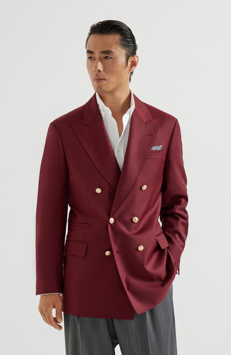 Brunello Cucinelli Blazer with metal buttons, Main, color, Cherry