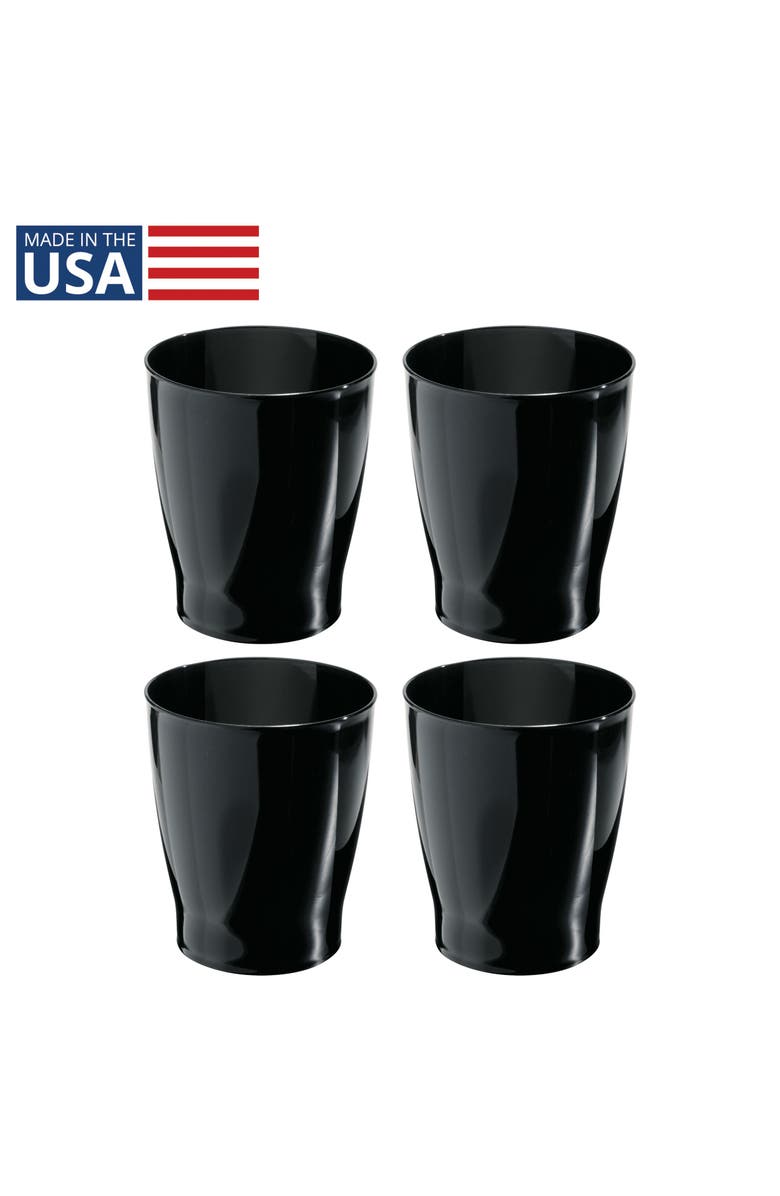 iDesign Small Round Plastic Bathroom Trash Can - Ideal for Bathroom or Office - Set of 4 - Black, Main, color, Black