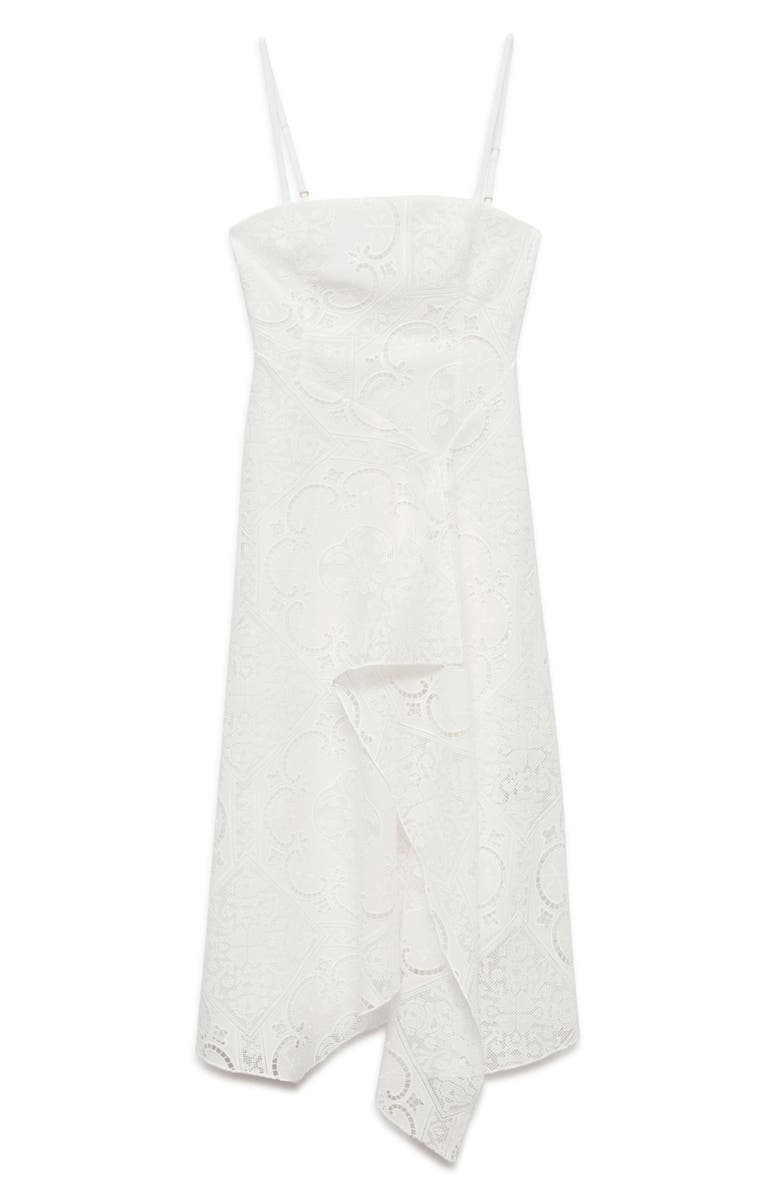 MANGO Embroidered Strappy Asymmetric Midi Dress, Main, color,