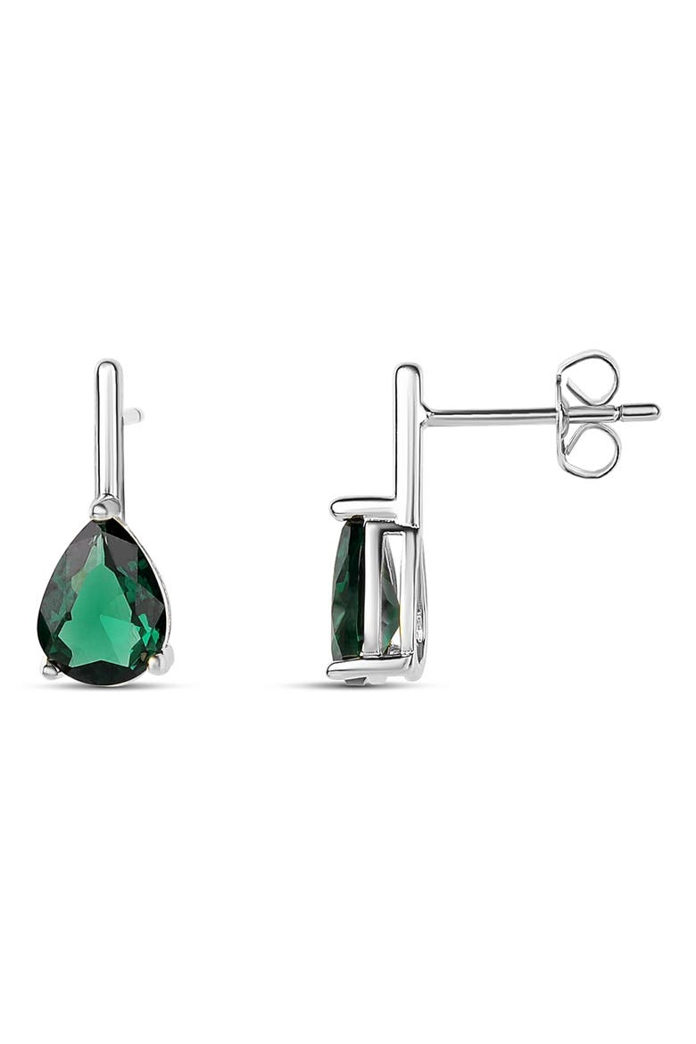 Pear Stone Mini Drop Earrings, Main, color, GREEN SILVER