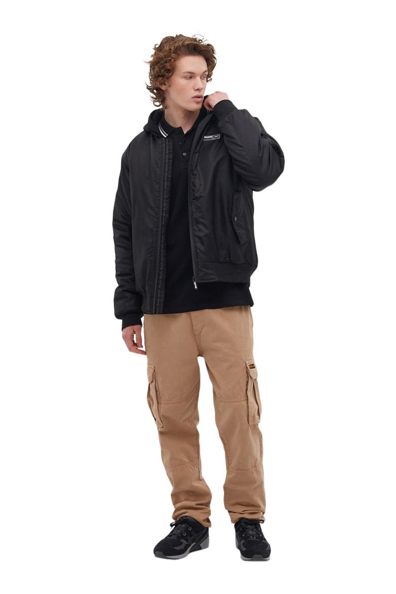 Hooded Bomber Jacket, Alternate, color, BLACK
