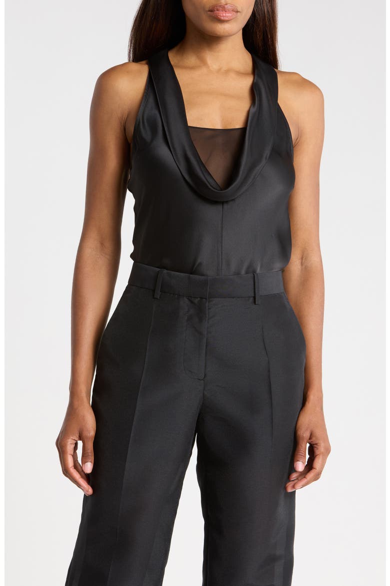 U-Neck Silk Tank, Main, color, BLACK