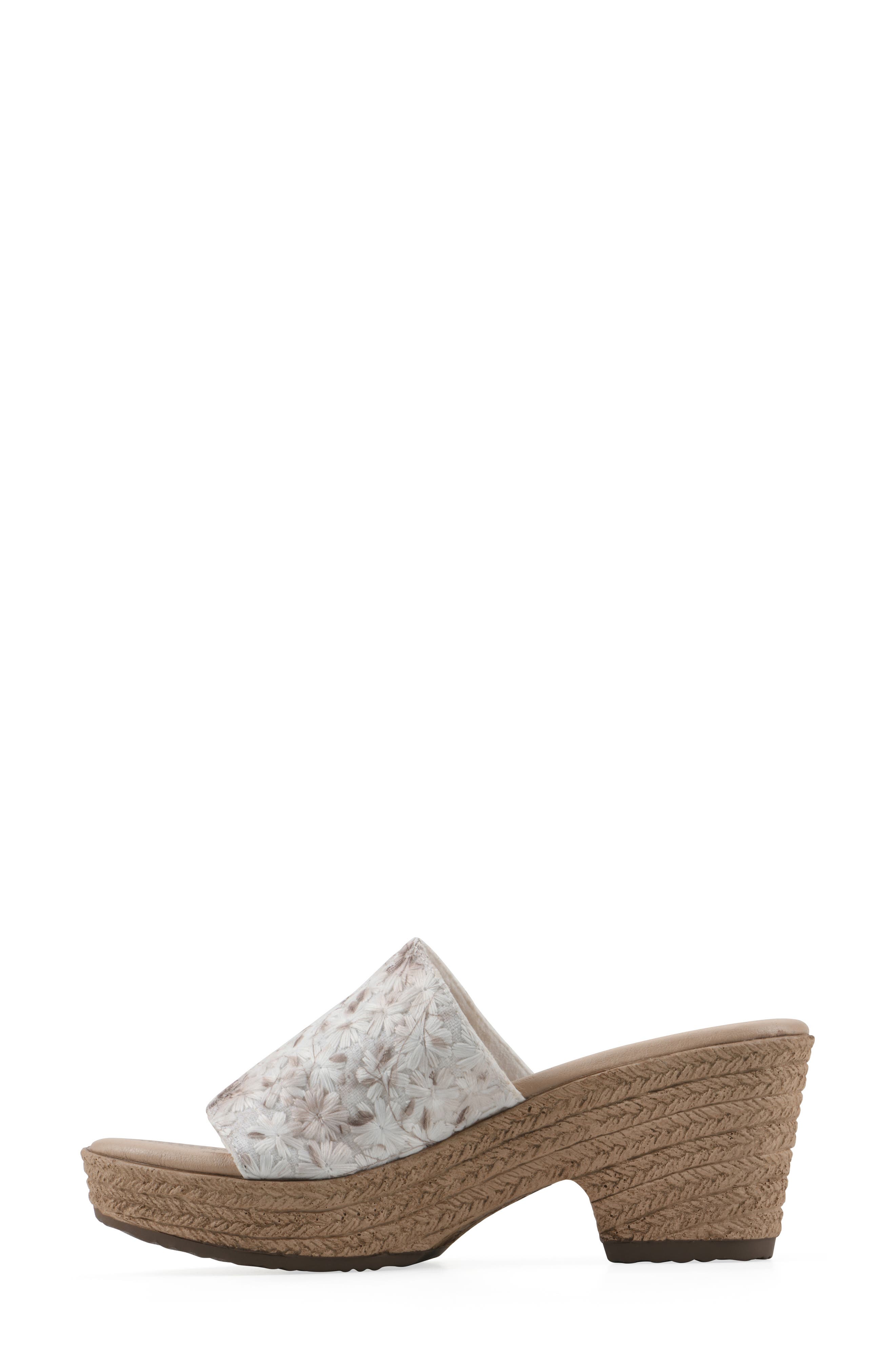 Biancia Platform Slide Sandal, Alternate, color, WHITE/ FLORAL/ FABRIC