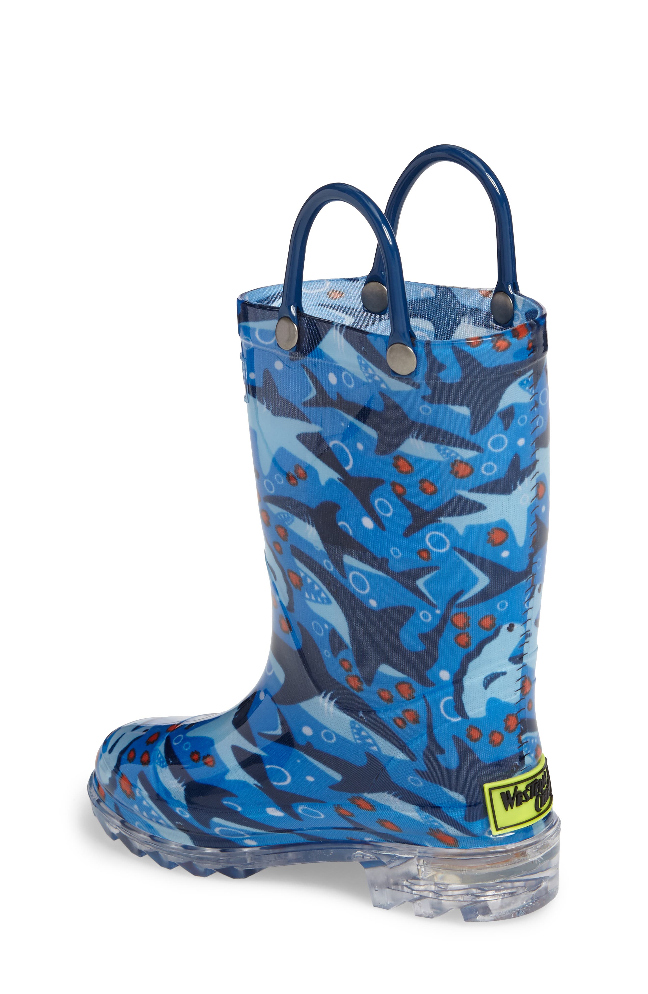 Western Chief Shark Chase Light-Up Rain Boot, Alternate, color, Blue