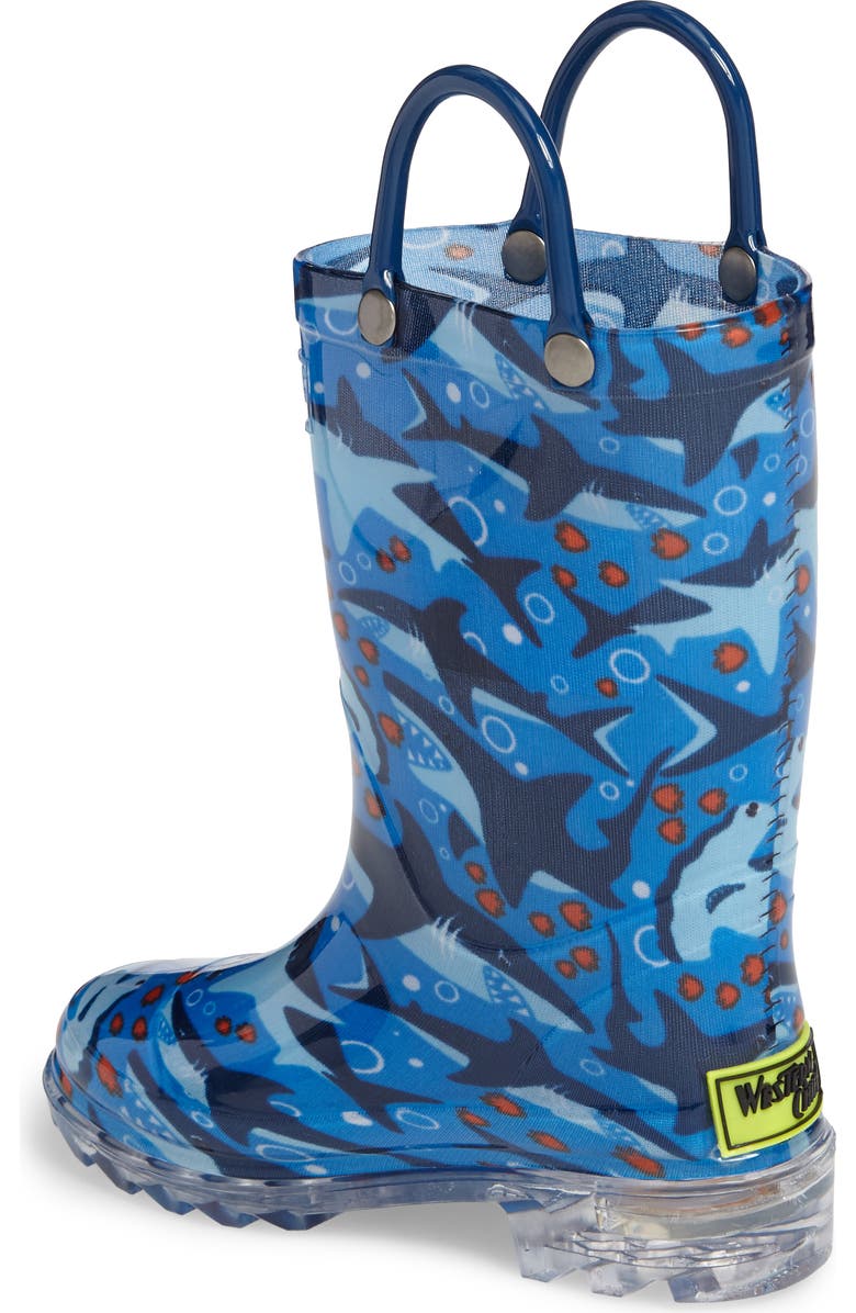 Western Chief Shark Chase Light-Up Rain Boot, Alternate, color, Blue