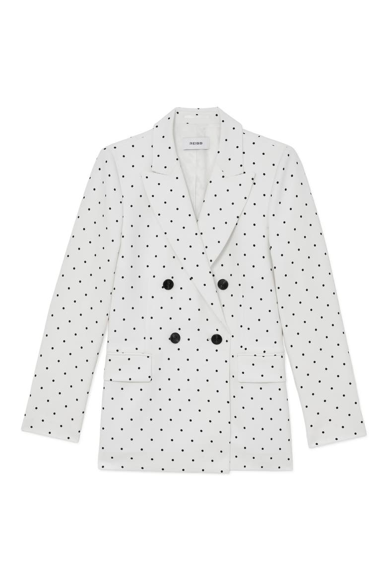 Beatrix Dot Print Blazer, Alternate, color, WHITE/ NAVY