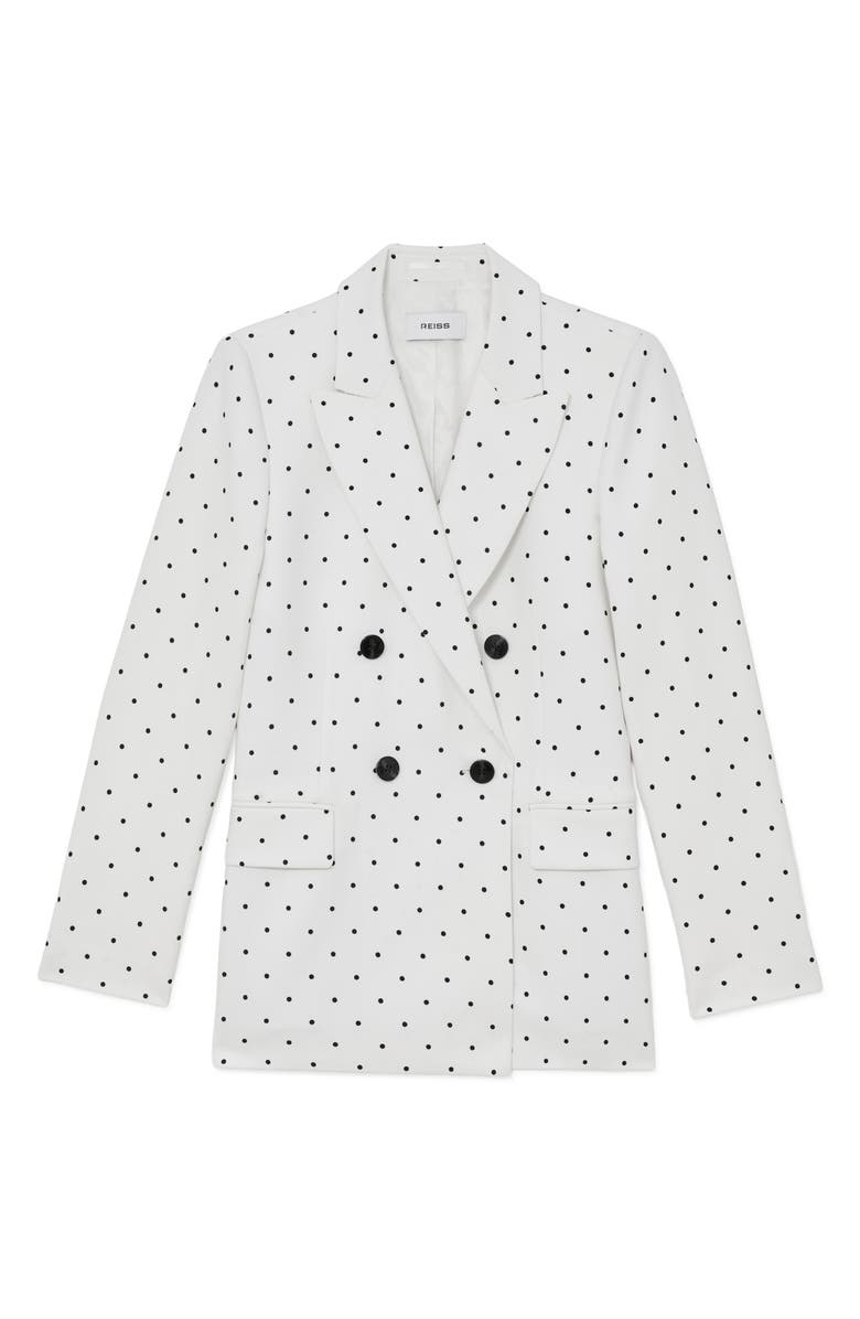 Reiss Beatrix Dot Print Blazer, Alternate, color, White/ Navy