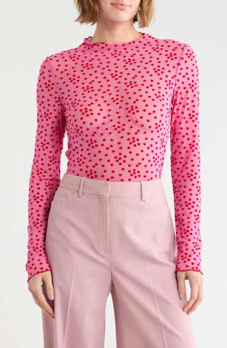 Flocked Funnel Neck Top