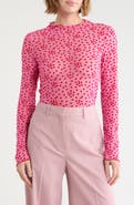 LUV BETSEY Flocked Funnel Neck Top