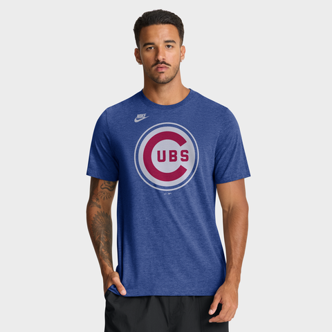 Men's Nike Heather Royal Chicago Cubs Cooperstown Logo Tri-Blend T-Shirt