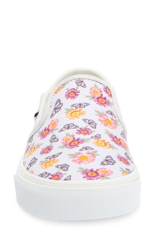 Vans Asher Butterfly Slip-on Sneaker In Butterfly Floral Blanc