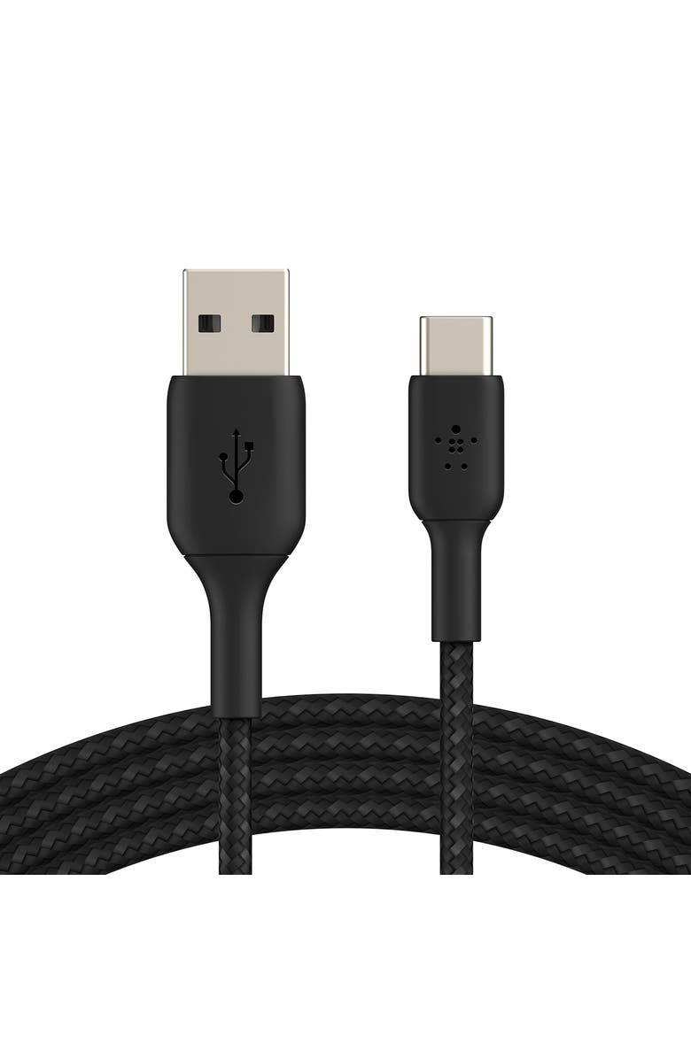 Belkin Braided 6.6-Foot USB-C to USB-A Cable, Alternate, color, Black