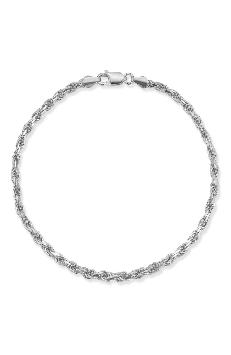 Yield of Men Men's 3mm Rope Chain Bracelet, Main, color, Silver