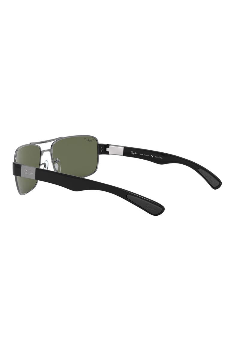64mm Polarized Oversize Square Sunglasses, Alternate, color, GUNMETAL/ GREEN