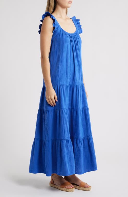 Caslonr Caslon(r) Ruffle Tiered Cotton Maxi Sundress In Blue Dazzle