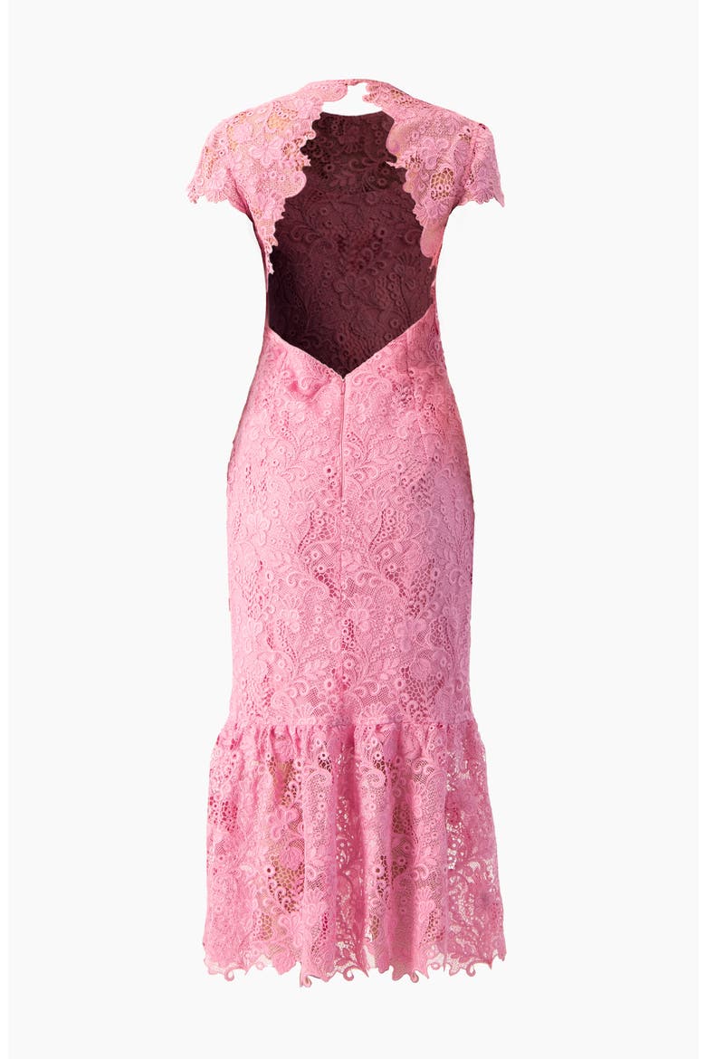 Lace Cap-Sleeve Midi Dress, Alternate, color, Pink