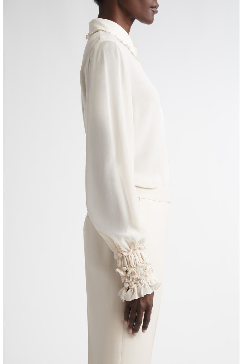 Balloon Sleeve Silk Georgette Shirt, Alternate, color, PEARL