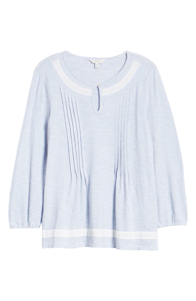 Lucky Brand Stripe Pintuck Cotton Peasant Blouse, Alternate, color, 