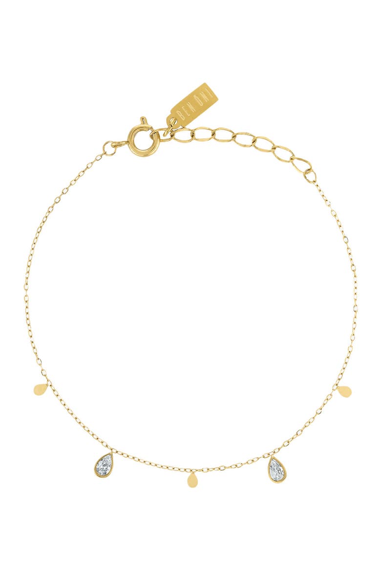 Pear Cubic Zirconia Charm Bracelet, Main, color, Gold