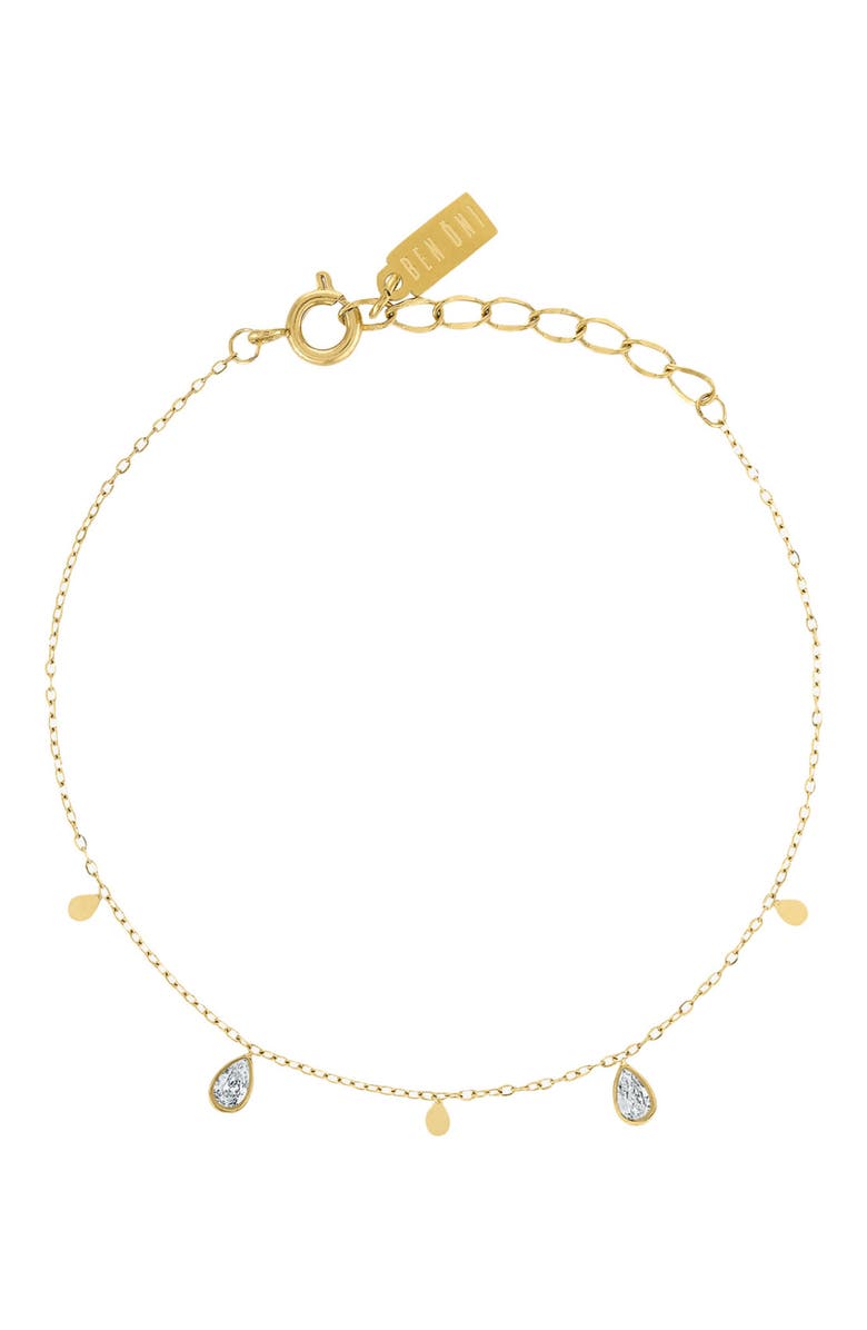 BEN ONI Pear Cubic Zirconia Charm Bracelet, Main, color, Gold