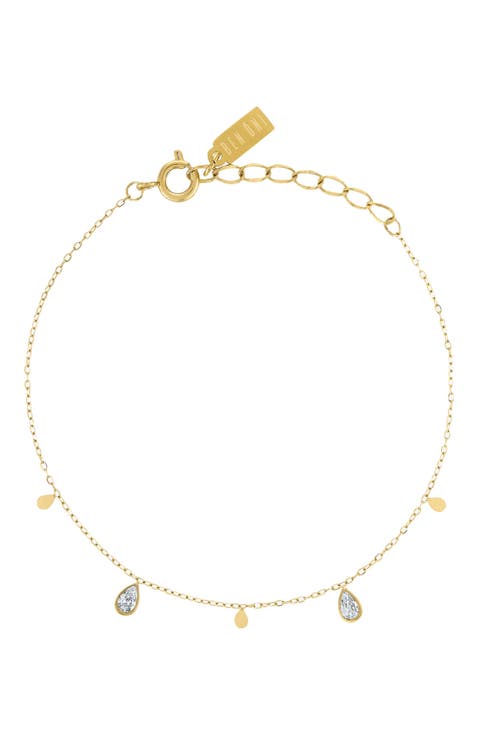 Pear Cubic Zirconia Charm Bracelet