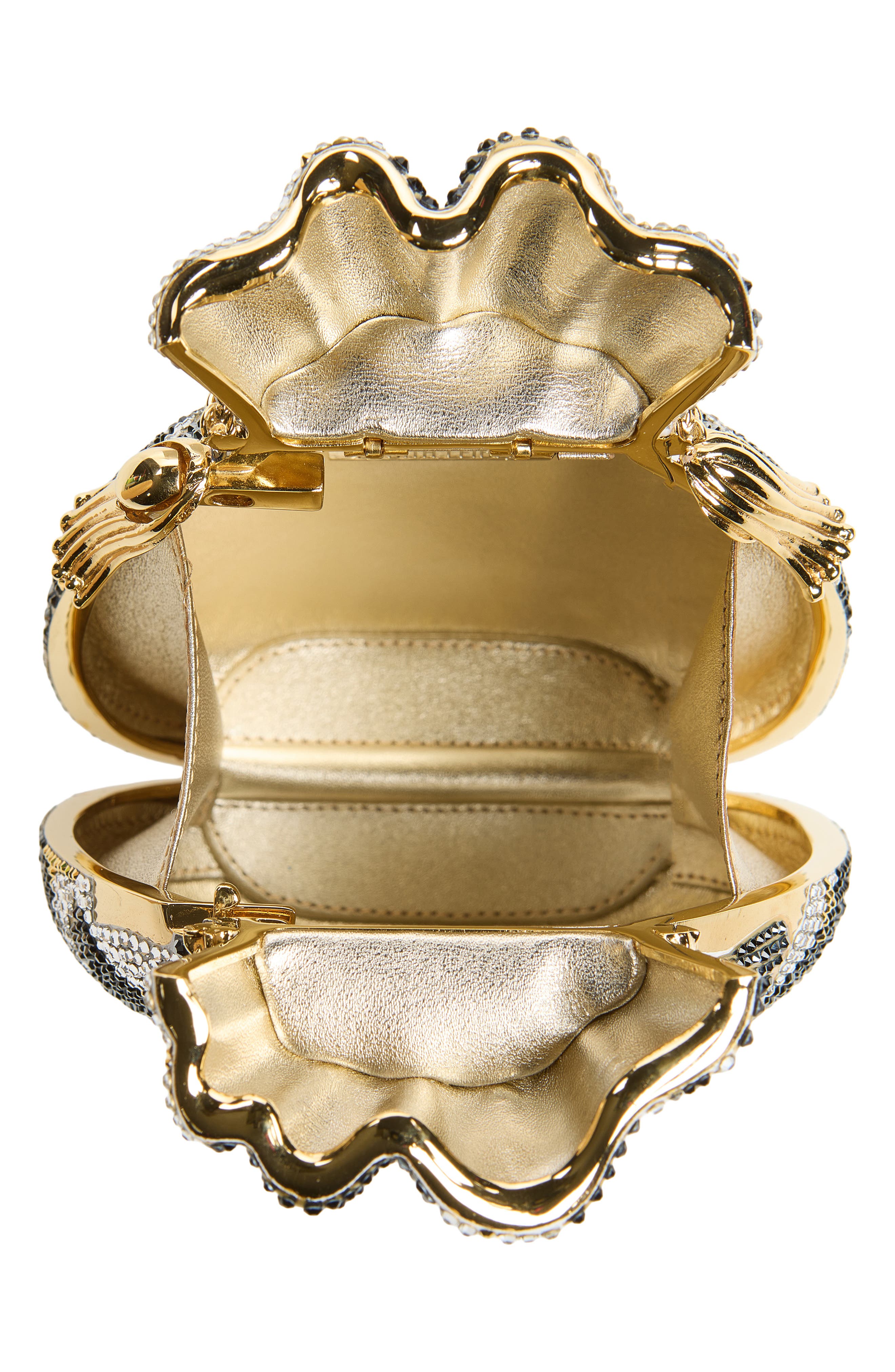 Ginkgo Crystal Embellished Pouch, Alternate, color, CHAMPAGNE JET MULTI
