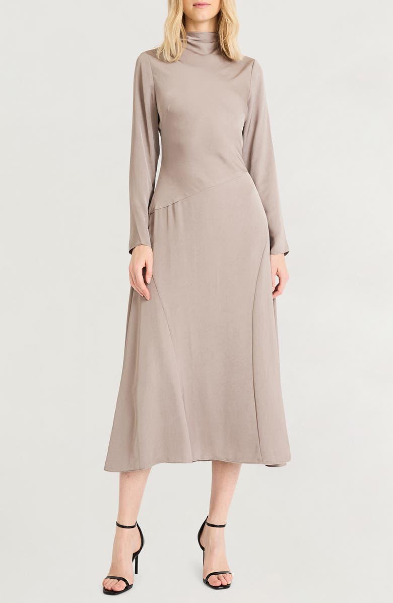 Luxely Funnel Neck Long Sleeve Midi Dress, Main, color, 