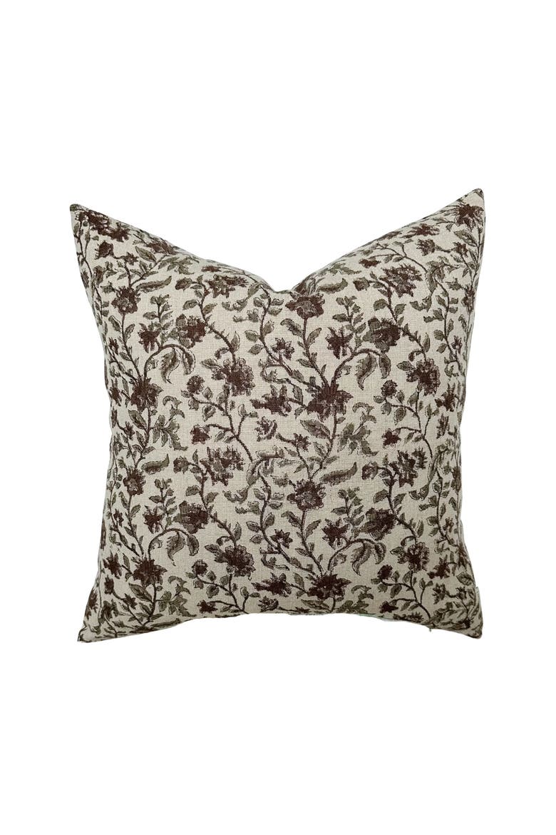 Bridgitt Deep Rose & Sage Floral Pillow Cover, Main, color, Tan