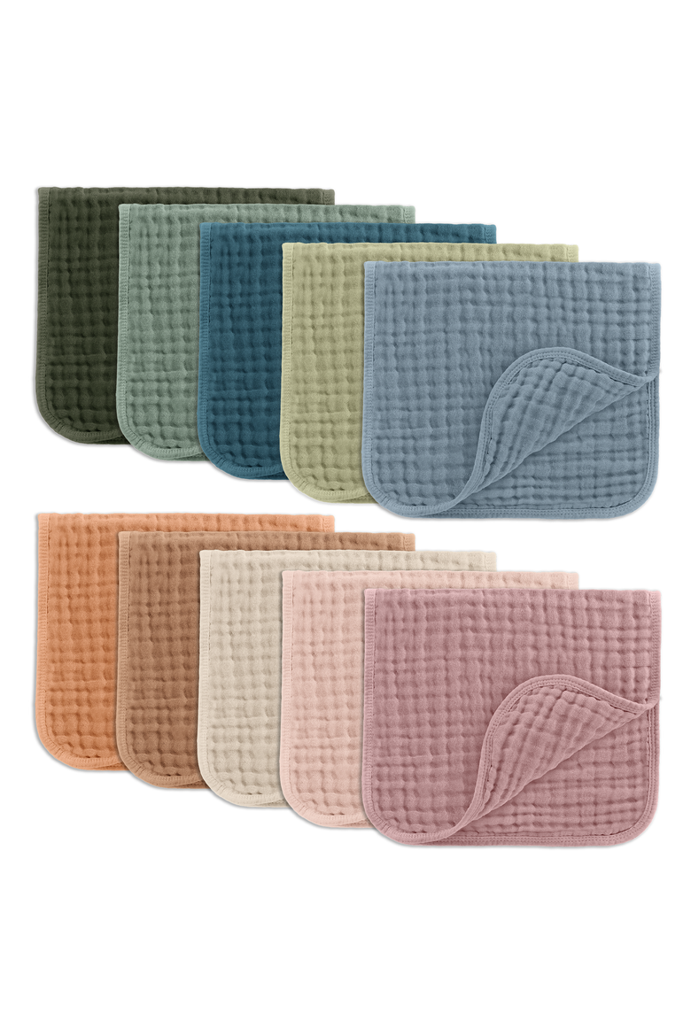 Muslin Burp Cloths - Pack of 10, Main, color, Multicolor