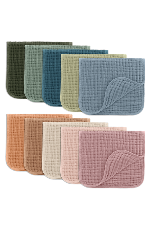 Muslin Burp Cloths - Pack of 10