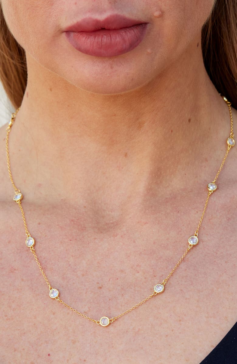 SAVVY CIE JEWELS CZ Station Chain Necklace, Alternate, color, Yellow Gold