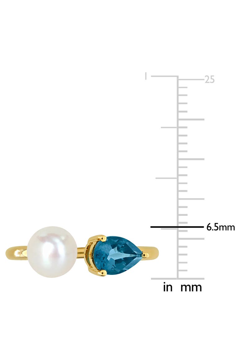 Cultured Pearl & Blue Topaz Open 2-Stone Ring 10k, Alternate, color, Blue Topaz