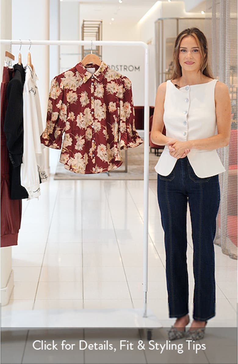 Fiona Mae Bouquet Satin Button-Up Shirt, sales video thumbnail