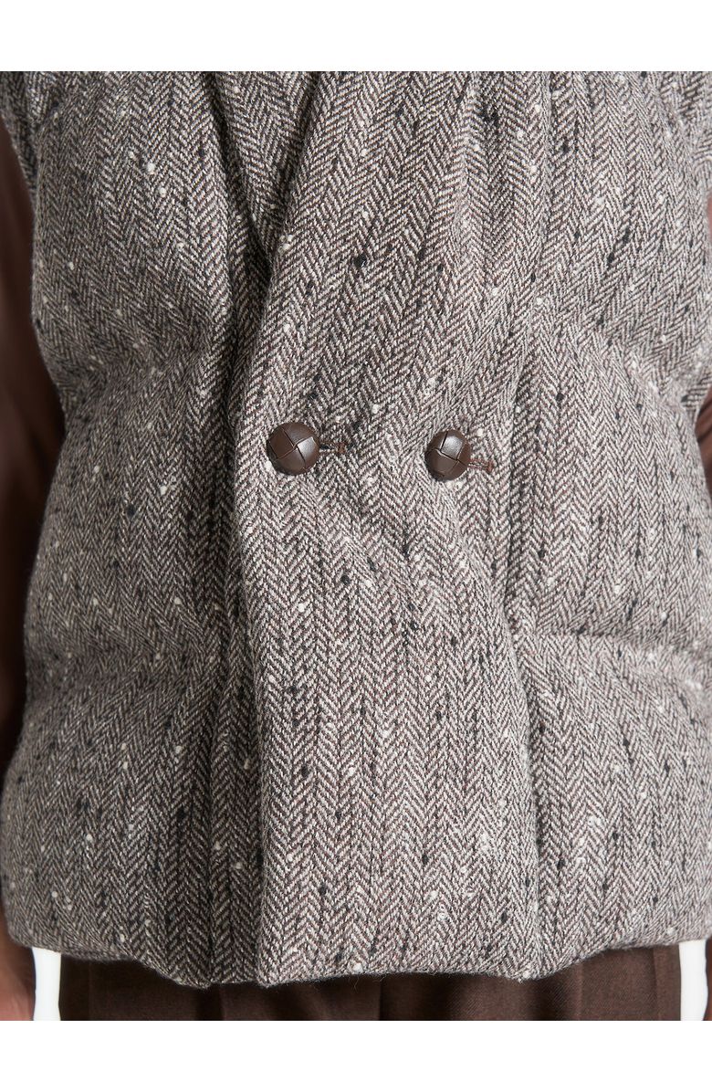 Manière De Voir Inez Herringbone Wool Wrap Belted Puffer Jacket, Alternate, color, Brown