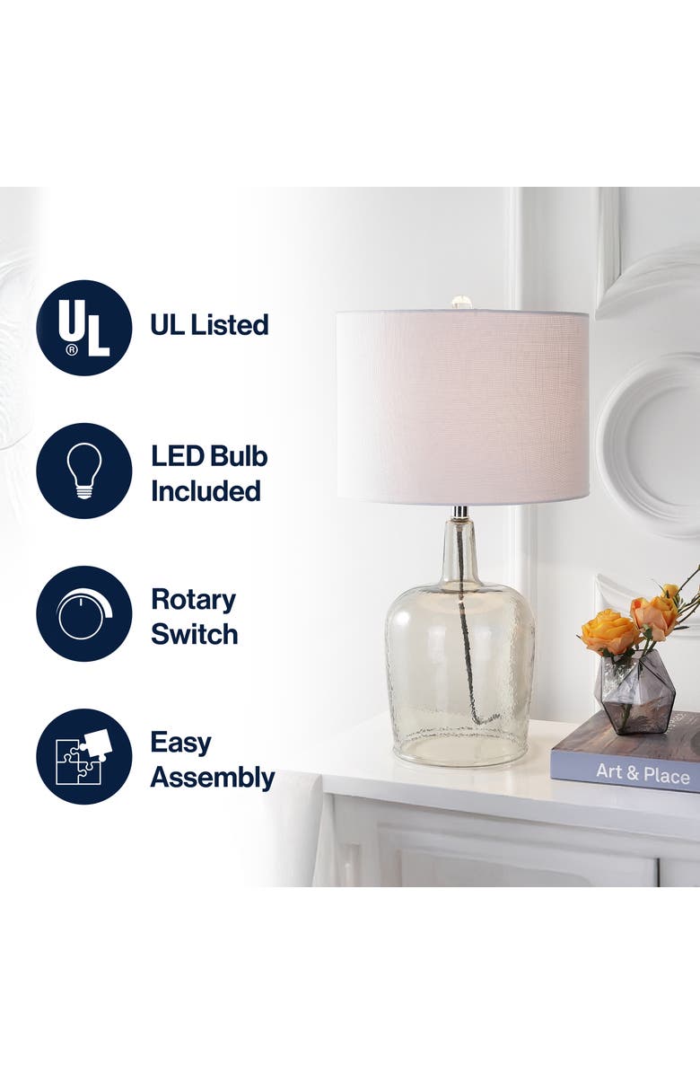 JONATHAN Y Augustine Glass LED Table Lamp, Alternate, color, Smoke Gray